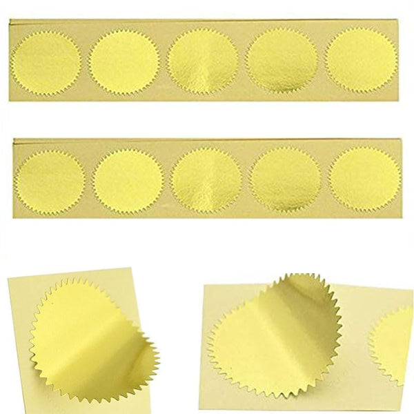 100pcs Embossing Stickers Blank Metallic Gold Certificate Seals Embossed Foil Scallop Edge Stickers Embosser Stamp Sealing Blank Certificate