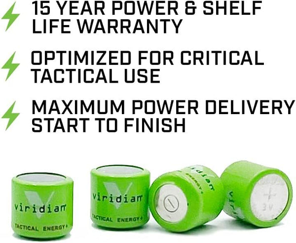 Viridian CR 1/3N Tactical Energy Plus Lithium Batteries, 3 Volt (Retail Pack of 4)