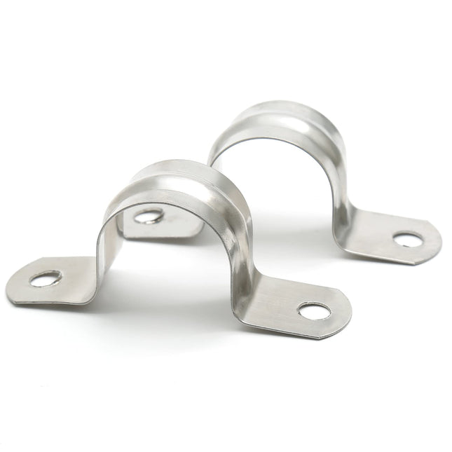 25PCS M25 (1 Inch) Conduit Clamps, Stainless Steel Two Hole Strap U Bracket Rigid Pipe Strip, Cable Clamp Hanger with 2 