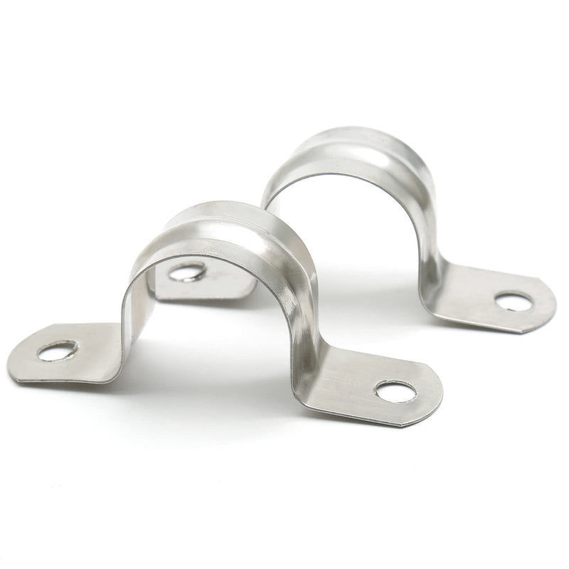 25PCS M25 (1 Inch) Conduit Clamps, Stainless Steel Two Hole Strap U Bracket Rigid Pipe Strip, Cable Clamp Hanger with 2 Holes Fit for 1 Inch Pipes OD