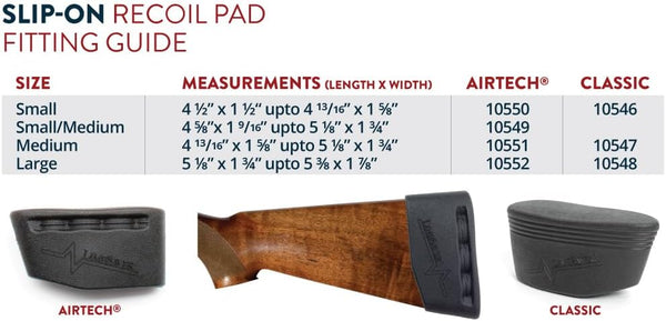 LimbSaver Airtech Slip-On Recoil Pad, Small-Large Sizes, 0.5"-1" LOP, No-Slip Surface, No Stock Modification, Reduces Recoil for Maximum Control