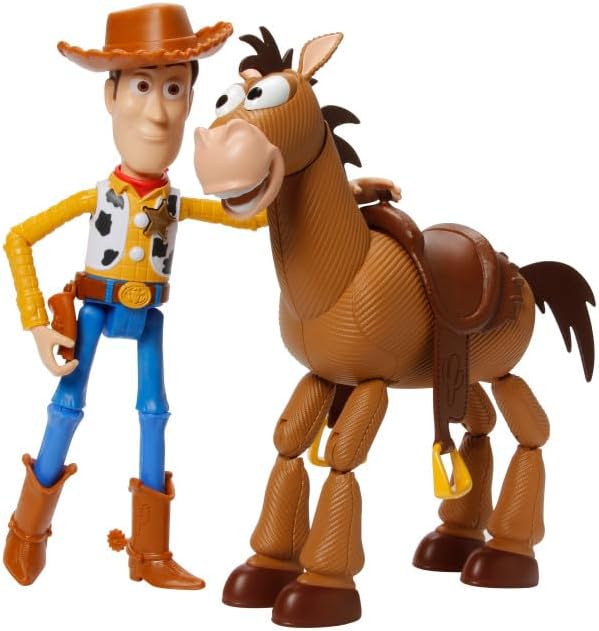 Mattel Disney and Pixar Toy Story Woody & Bullseye 2-Pack, Ages 3+ | Movie-inspired relative scale, Woody + Bullseye poseable figures, 2 pieces,