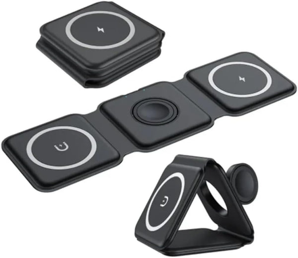 Charging Station is Compatible with Apple Multiple Devices - 3 in 1 Foldable Magnetic Wireless Charger Dock-Travel Charging Pad for iPhone 16 15