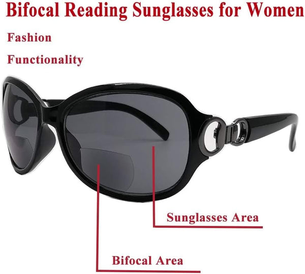 BillyJoe Bifocal Sunglasses Reading Glasses Women 2-Pair Cateye Vintage Jackie Oval Uv Protection Sun Reader Black/Tortoise 2.0 x