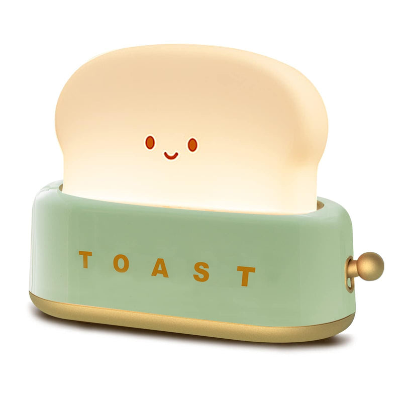 QANYI Desk Decor Toaster Lamp, Rechargeable Small Lamp with Smile Face Toast Bread Cute Toaster Shape Room Decor Night Light for Bedroom, Bedside,