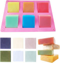 TDHDIKE 3 Pack Silicone Soap Molds(Blue & Pink & Green), 6 Cavities Silicone Baking Mold DIY Handmade Soap Making, Muffin, Loaf, Brownie,