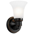 Design House Village Traditional 1-Light Indoor Dimmable Wall Sconce, Frosted Flute Glass, Twist On/Off Switch, Bathroom Bedroom Hallway,