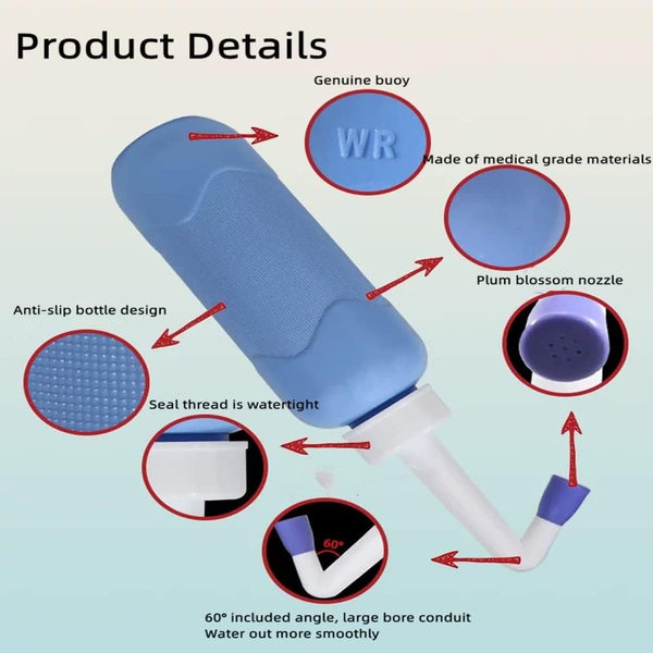 Portable Travel Bidet Handheld Bottle -17oz(500ml) for Personal Cleansing Extended Nozzle - Personal Hygiene Care Toilet Bidet Spray -with Storage