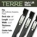 Terre Products, 3 Pack High Lift Lawn Mower Blades, 48 Inch Deck, Compatible with Poulan, Craftsman, Husqvarna YTH2348, YTH24V48, Replacement for