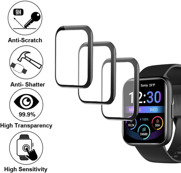 3D Smart Watch Screen Protectors Compatible with Jeejtek OYV TGW101 1.83Ã¢ÂÂ, and Faweio IDW26 1.83Ã¢ÂÂ, 3 Piece, Full Coverage