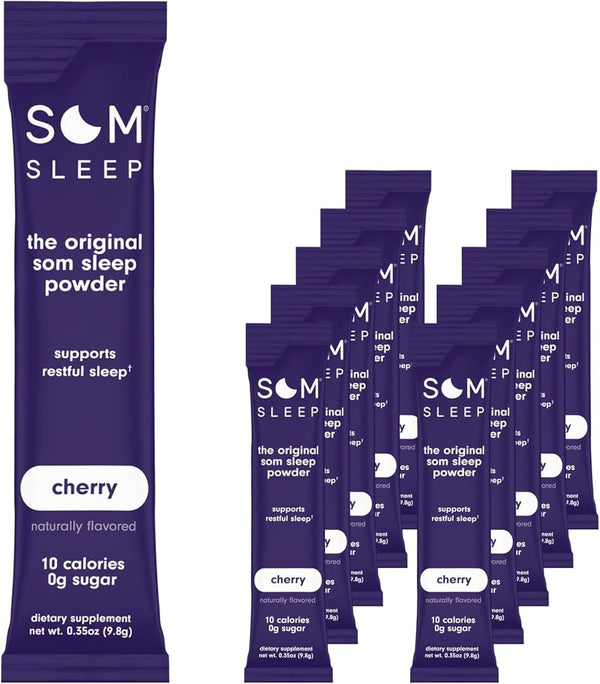 Som Sleep, Restful Sleep Powder Drink Mix W/Melatonin, Magnesium, Vitamin B6, L-Theanine & GABA â Vegan, Zero Sugar, Keto Friendly â Cherry,