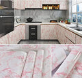 Glossy White/Pink Marble Contact Paper for Countertop Granite Wallpaper 15.8"×393" Marble Peel and Stick Wallpaper Self-Adhesive Removable Wall