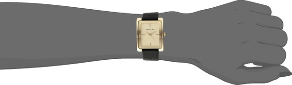 Anne Klein Women's Leather Strap Watch Black/Gold