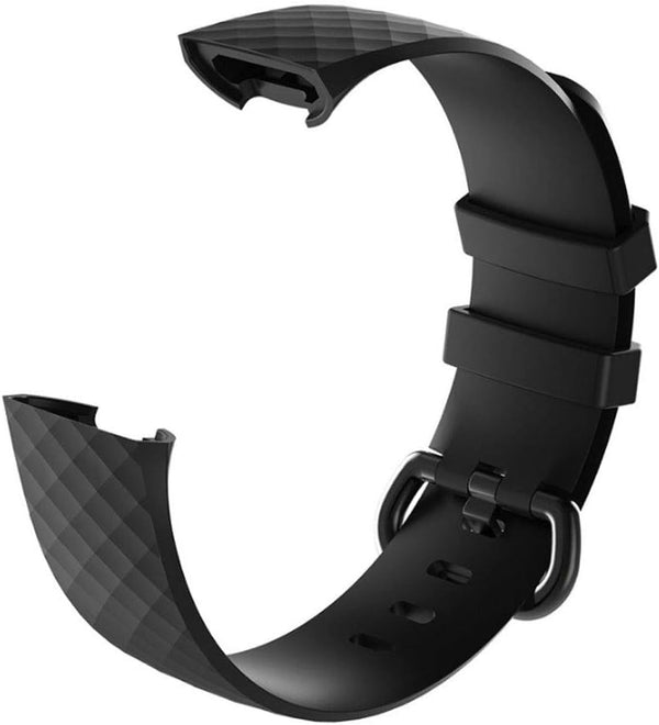 Replacement Bands Compatible with Fitbit Charge 4 / Charge 3, Silicone Fitness Sport Wristbands for Women Men Small Large Black Large