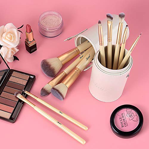 Matto Makeup Brushes 10-Piece Golden Makeup Brush Set with Foundation Powder Mineral Eye Face Make up Brushes Holder