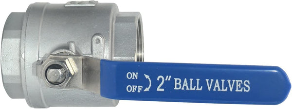 316 Stainless Steel 1/8"~3" Full Port Ball Valve with Blue Vinyl Handle, NPT Female x Female Thread,1000 WOG (2 Inch) 2 Inch (1 PC)