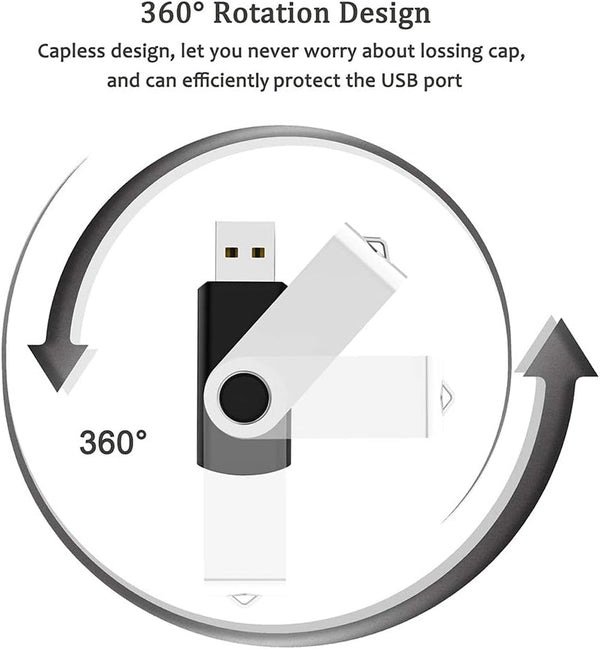 2 Pack 64GB USB Flash Drive USB 2.0 Thumb Drives Jump Drive Fold Storage Memory Stick Swivel Design - Black 1 Count (Pack of 2) 64 GB