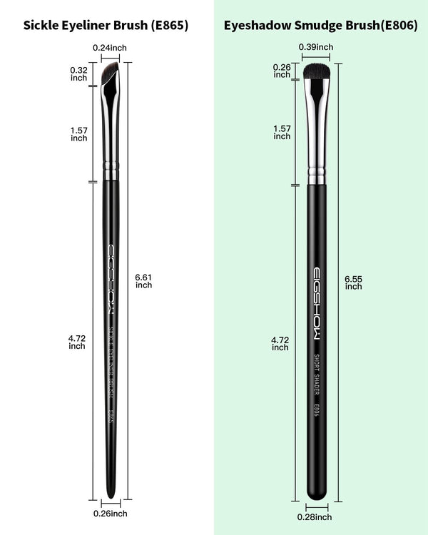 EIGSHOW Eyeshadow Smudge Brush & Eyeliner Brush, High-End Precision Eye Makeup Tools for Blending Cat Eye, Winged Liner (E865&E806) Black+E806