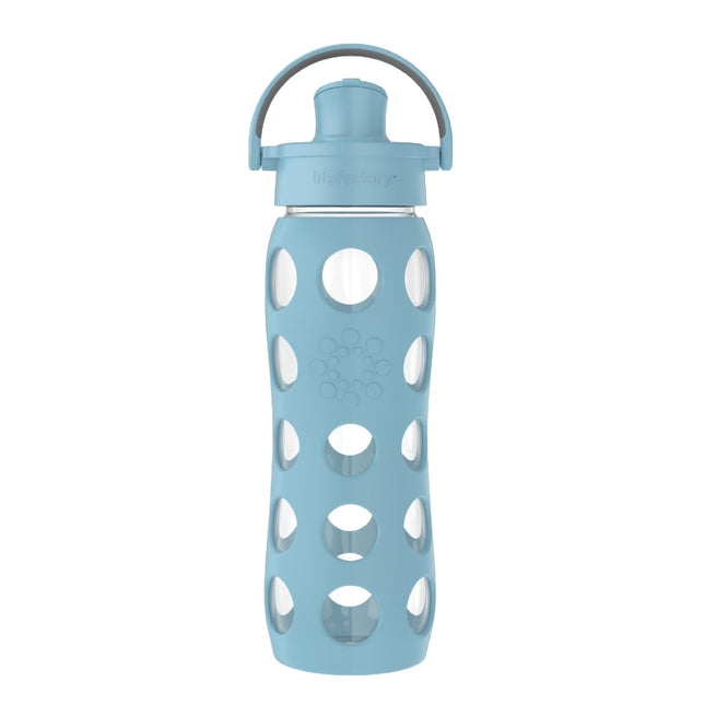 Lifefactory 22-Ounce Glass Water Bottle with Active Flip Cap and Protective Sili
