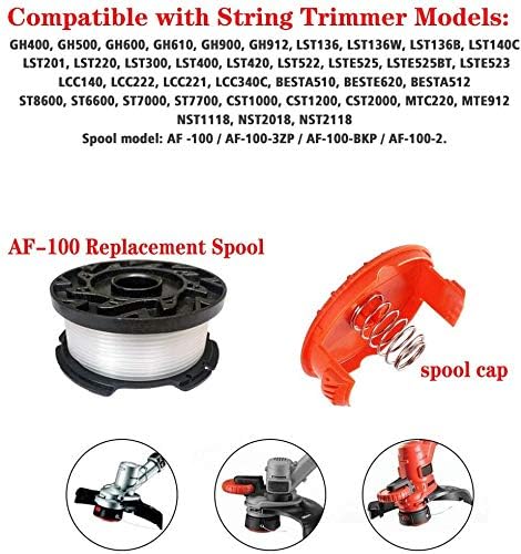 AF100 Replacement Spool for Black and Decker AF-100-3ZP Af-100-Bkp,30-Foot,0.065-Inch,(Af-1003Zp) Fits GH900 GH600 GH610 String Trimmer 30Ft