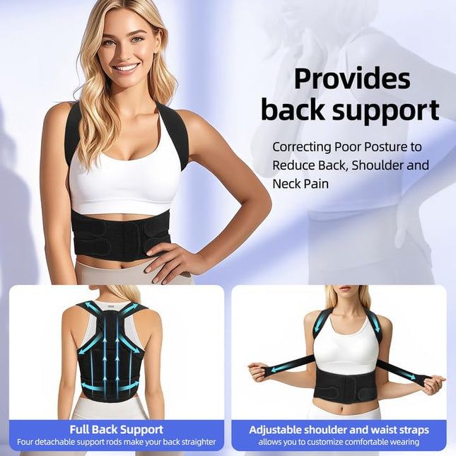 Back Brace Posture Corrector for Women and Men, Upgraded Full Support, Adjustable Back Straightener for Improving Postur