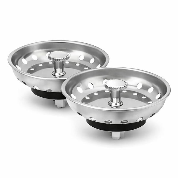 Kitchen Sink Drain Strainer 2 Pack of Stopper Combo Basket Replacement for 3-1/2 Inch Drain I Sink Drain Basket Stainless Steel Bathroom Sink