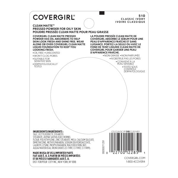 COVERGIRL Clean Matte Pressed Powder, Oil Control Powder, 1 Container, .35 Fl Oz