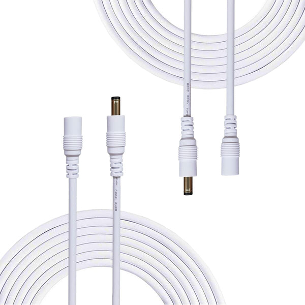 2pcs 2m/6.56Feet DC Extension Cable, 12V DC Power Adapter Plug Extension Cord 5.5mm x 2.1mm Male to Female Extension Wire for DC 12V Power