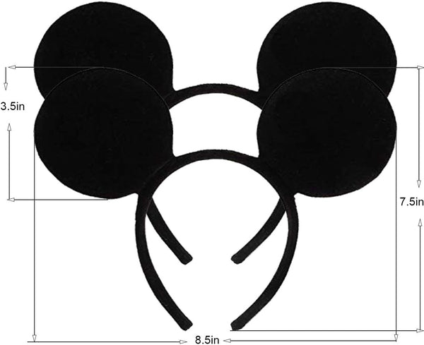 FANYITY Mouse Ears Headbands Sequin Hair Band for Girls Women Boys Party, 2 Pieces (Black)
