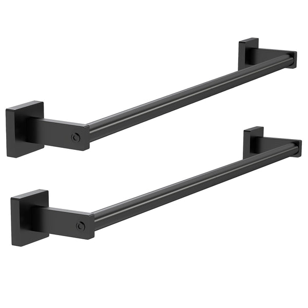 MKO Towel Bar for Bathroom, 24" Hand Towel Holder with Metal, Black Towel Rack Hanger Sturdy Wall Mounted for Kitchen Home Essentials, 2 Pack