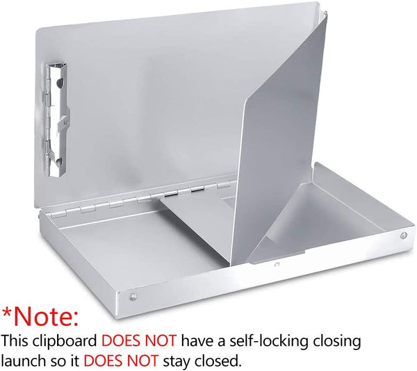 Small Aluminum Clipboard with Storage (Memo Size), 6 x 10.2 Inches, Recycled Metal Snapak Form Holder Binder with Inside Serrated Clip Posse Box,