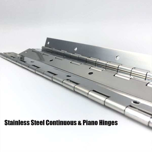 EPHECH 18" Piano Hinge, 4PCS Stainless Steel Continuous Piano Hinge-Silver | Heavy Duty Smooth Polished Piano Hinges, 0.04" Thickness 1.2" Open