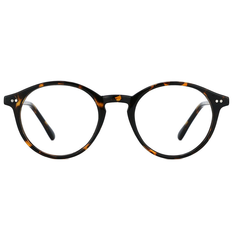 TIJN Blue Light Blocking Glasses Men Women Vintage Thick Round Rim Frame Eyeglasses 01. Whiskey Tortoise