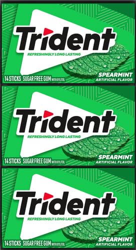 Trident Spearmint Sugar Free Gum, 12 Packs of 14 Pieces (168 Total Pieces)