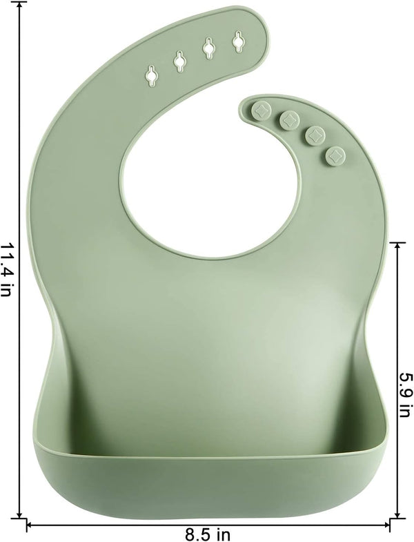 PandaEar Set of 3 Silicone Baby Bibs Waterproof, Soft, Unisex, 10-72 Months Brown/Blue/Green