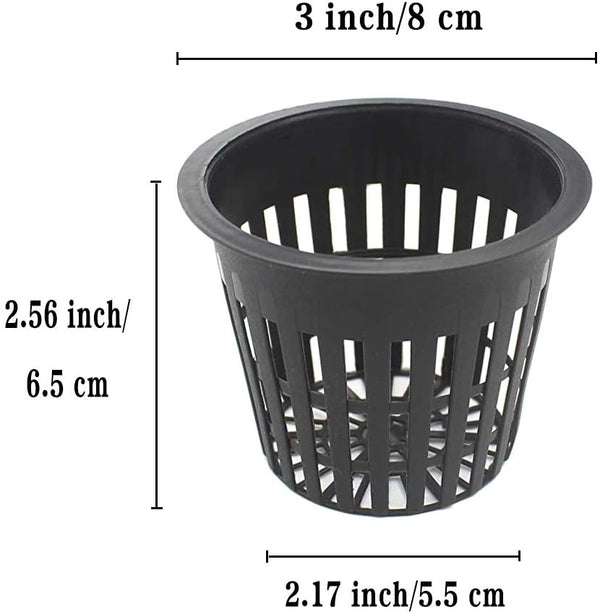 Panxxsen 50 Pack 3 Inch Net Pots Cups for Hydroponics, Slotted Mesh Net Cups for Aquaponics Orchids Vegetables, Heavy Duty Plastic Planting