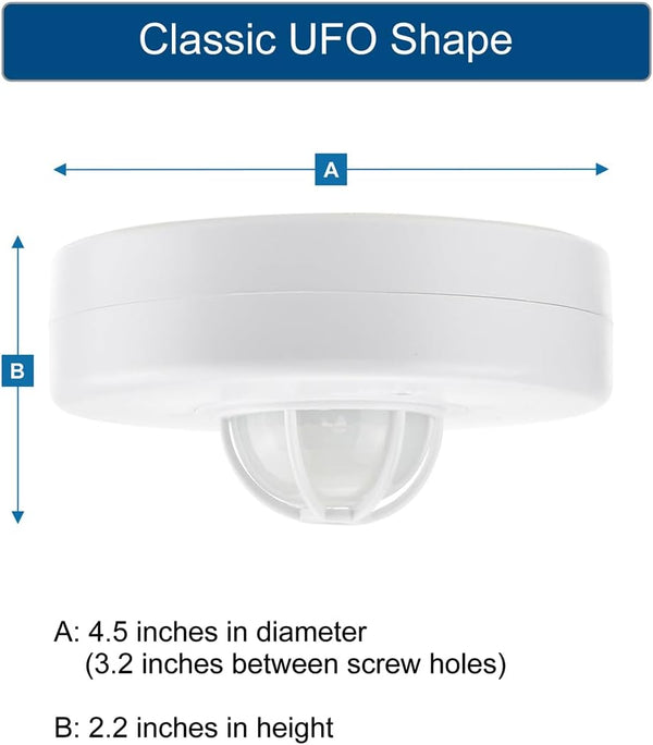 YCA1001 Ceiling Motion Sensor Light Switch, 360 Degree Occupancy Sensor PIR Motion Switch, 110-240VAC Universal Voltage, 40ft Detection Range,