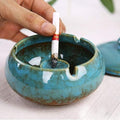 Lependor Ceramic Ashtray with Lids, Windproof, Cigarette Ashtray for Indoor or Outdoor Use，Ash Holder for Smokers,Desktop Smoking Ash Tray for