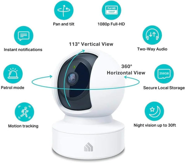 Kasa Indoor Pan/Tilt Smart Security Camera, 1080P HD Dog-Camera,2.4Ghz with Night Vision,Motion Detection for Baby and Pet Monitor, Cloud & SD