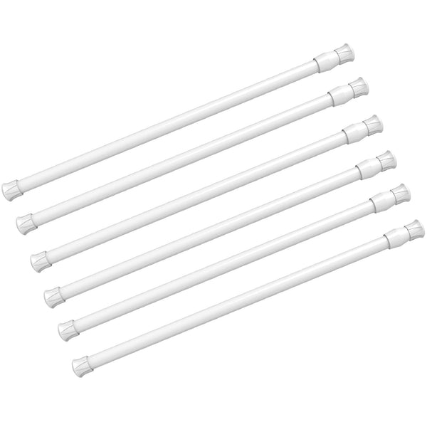 6Pcs Spring Tension Curtain Rods No Drilling, Adjustable 15.7-28 Inches | 5/8" Diameter, Spring Loaded, Expandable for Window, Bathroom, Cupboard,