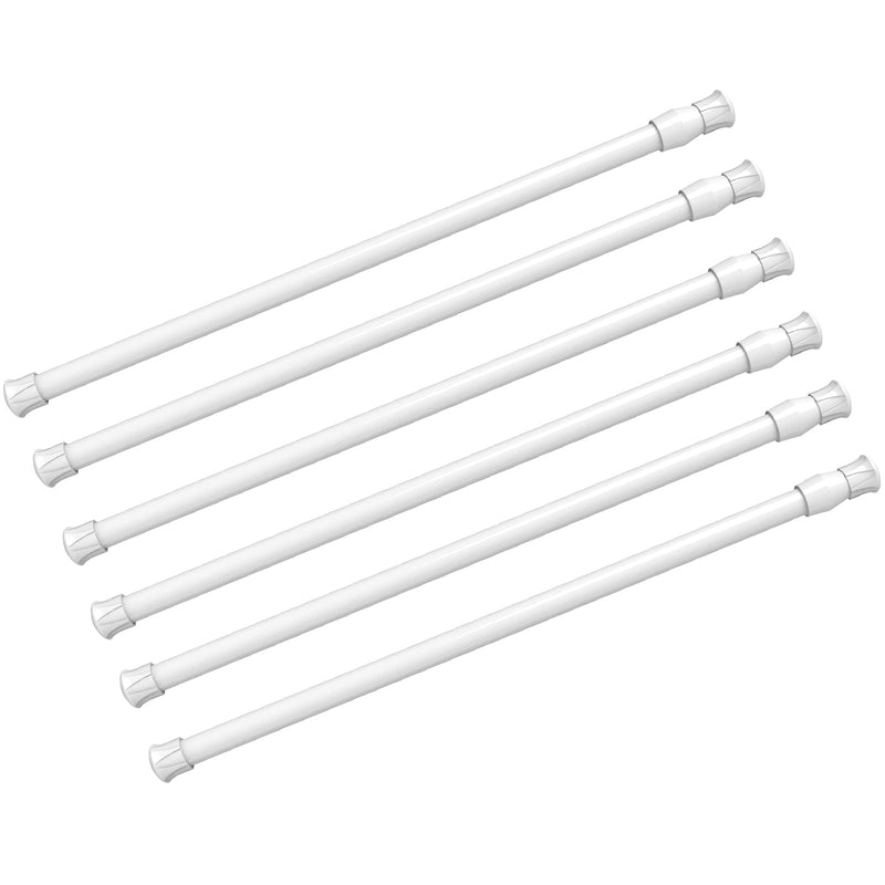 6Pcs Spring Tension Curtain Rods No Drilling, Adjustable 15.7-28 Inches | 5/8" Diameter, Spring Loaded, Expandable for Window, Bathroom, Cupboard,