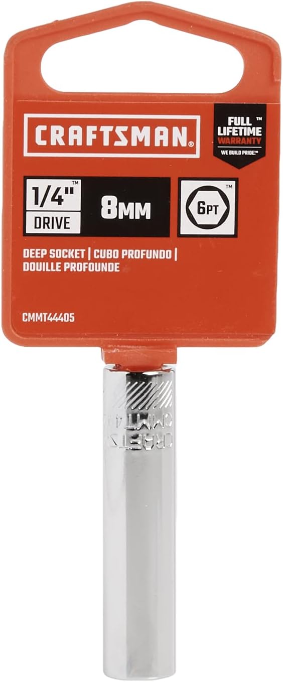 CRAFTSMAN Deep Socket, Metric, 1/4-Inch Drive, 8mm, 6-Point (CMMT44405) 8 MM
