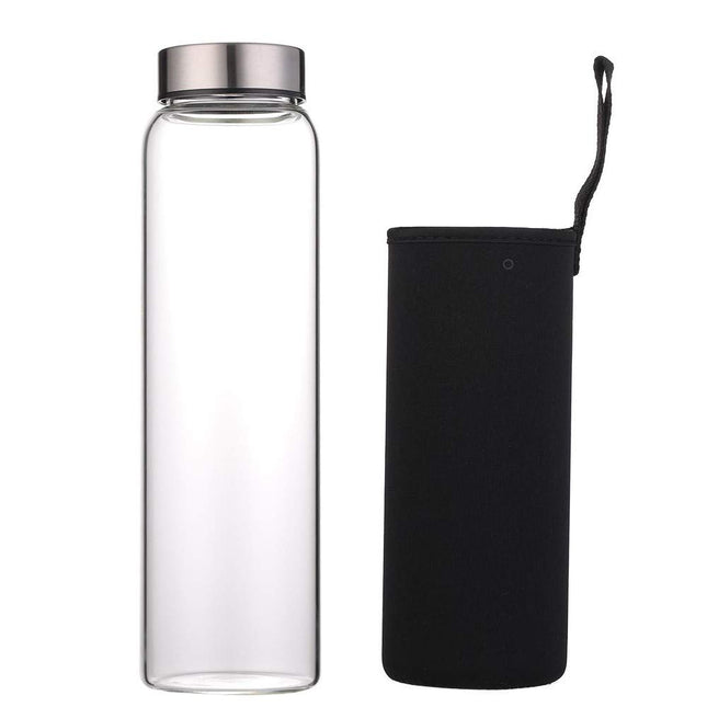 Sunkey Glass Water Bottle 32 Oz High Borosilicate with Neoprene Sleeve Leak Proo