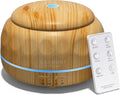 ASAKUKI Essential Oil Diffuser, 300ML Aromatherapy Humidifier with 7-Color Light, Small Home Diffuser with Remote Control for Relaxation -Light Wood