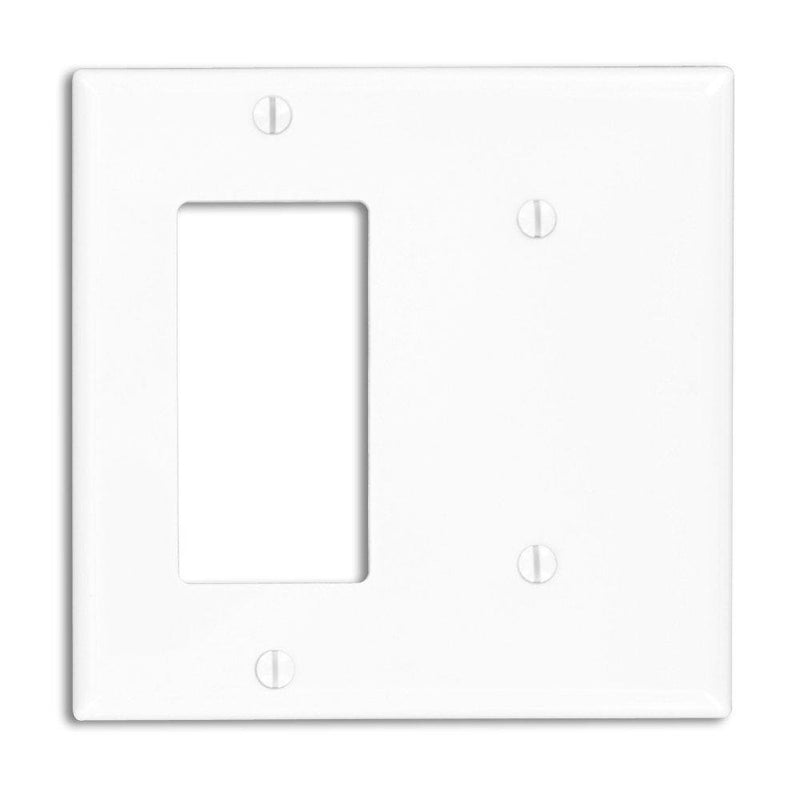Leviton 80708-W 2-Gang 1-Blank 1-Decora/Gfci Device Combination Wallplate, Standard Size, White