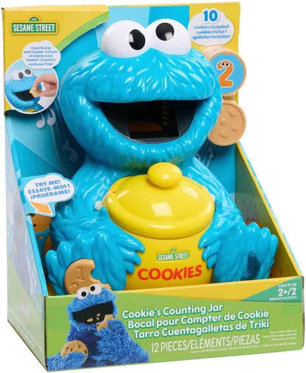Sesame Street Cookie's Counting Jar, 12-Pieces, 20+ Phrases and Sounds, Learning and Education, Kids Toys for Ages 2 Up by Just Play