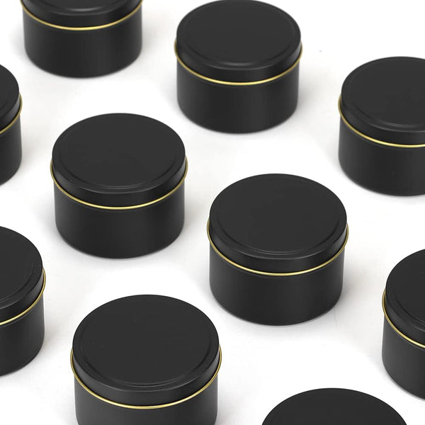 SONVIIBOX 24 Pack 8oz Candle Tins,Black Candle tins for Making Candles Bulk,8 oz Candle Jars,Tin Jars for Candle Making,Metal tin Jars (Black) 8