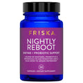 Friska Nightly Reboot - Nighttime Digestive Enzymes, Probiotic for Gut Balance & Bloating Support, with Melatonin & Chamomile to Promote