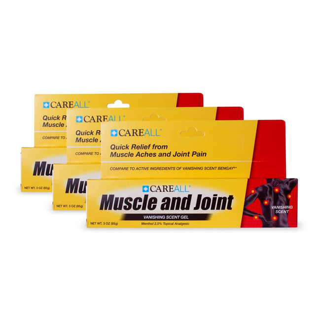 Careall Muscle & Joint Vanishing Scent Gel, 3.0 Oz. (3 Pack), Non-Greasy, Pain R