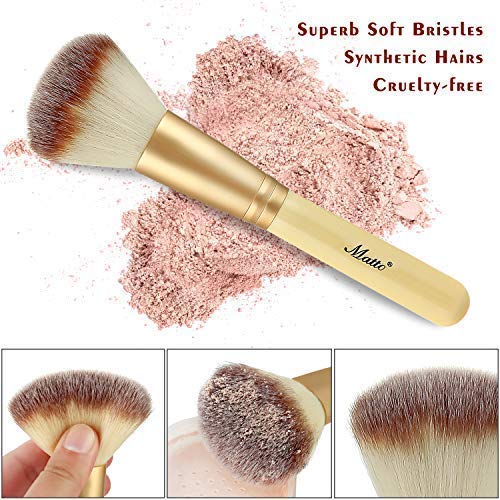 Matto Makeup Brushes 10-Piece Golden Makeup Brush Set with Foundation Powder Mineral Eye Face Make up Brushes Holder